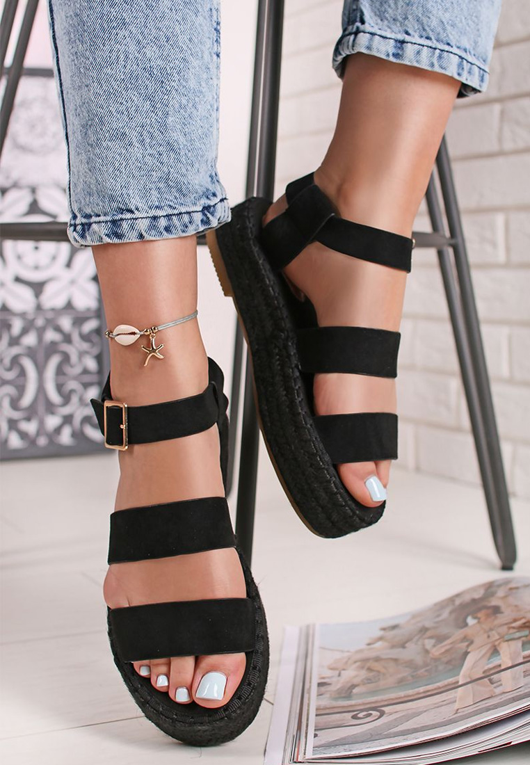 Černé sandály espadrilky Coraline