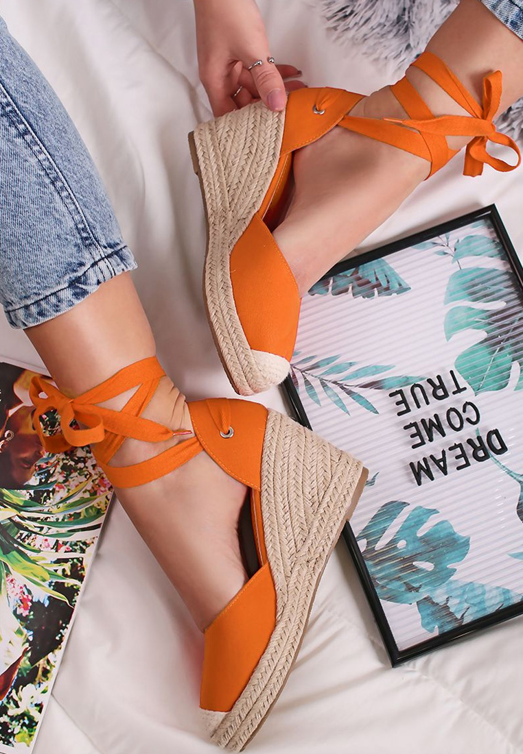 Oranžové sandály espadrilky Vilena
