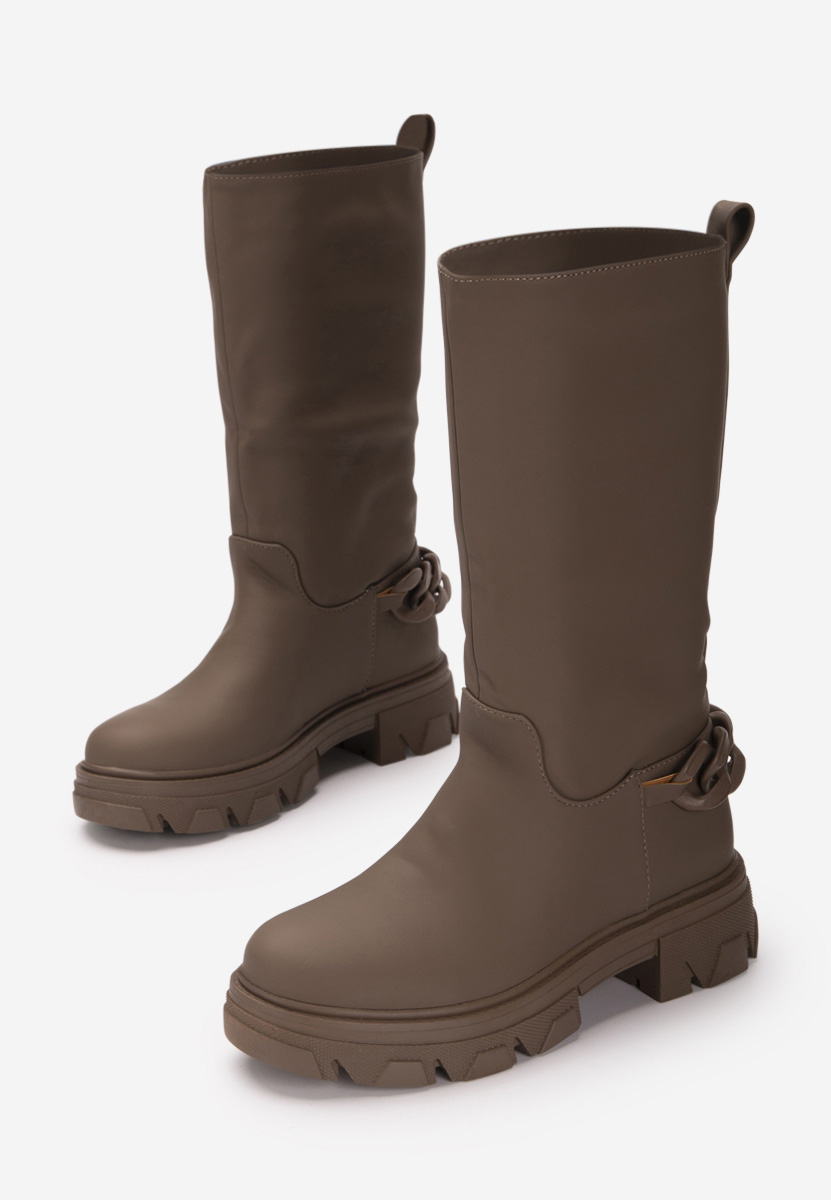 Khaki dámské nízké kozačky Moniva