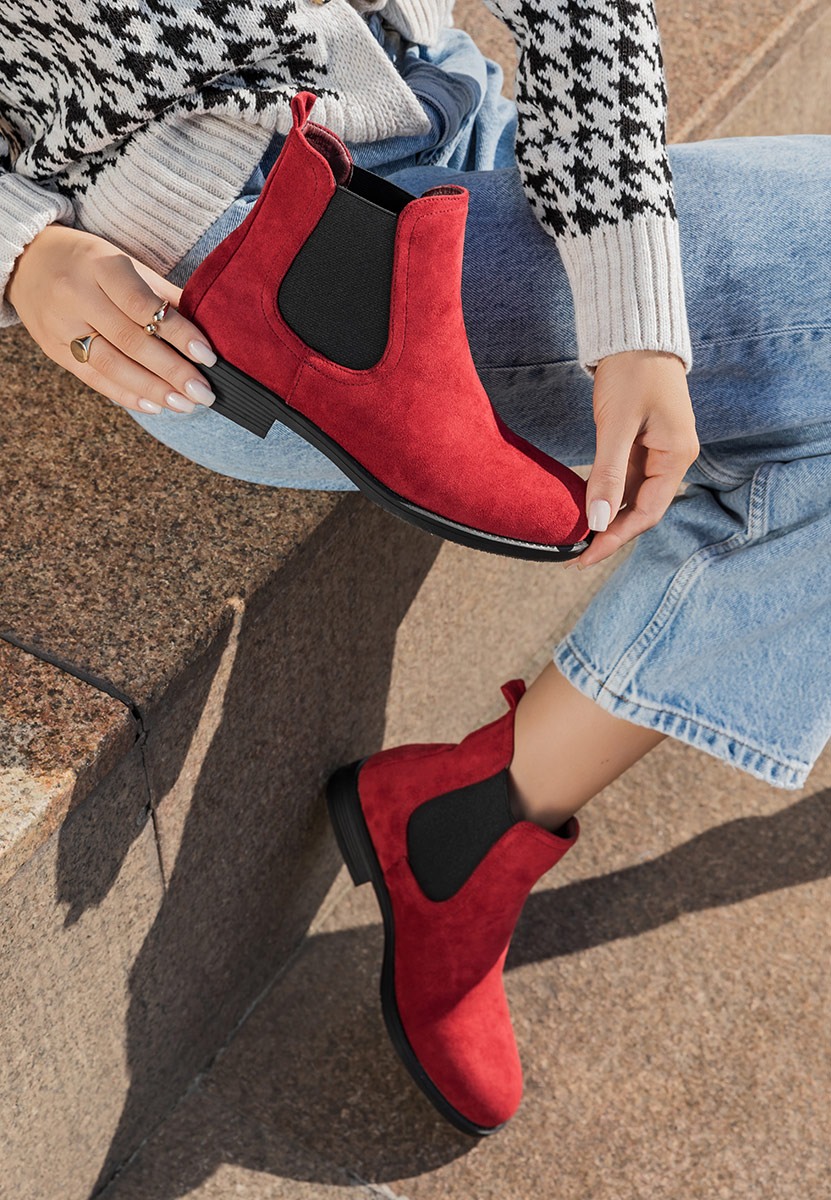 Červené dámské chelsea boty Zelmira