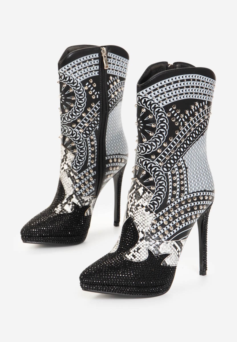 Černé kotníkové boty na vysokém podpatku Destiny