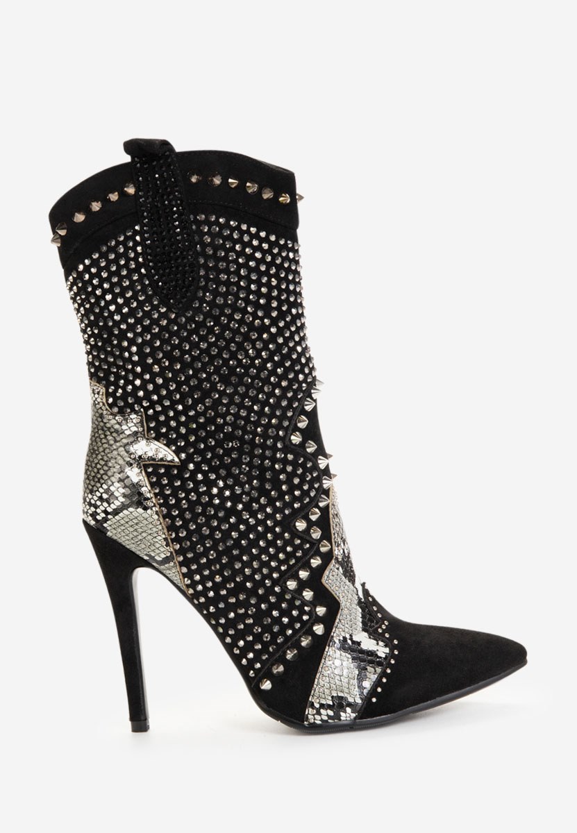 Černé kotníkové boty na vysokém podpatku Liberty