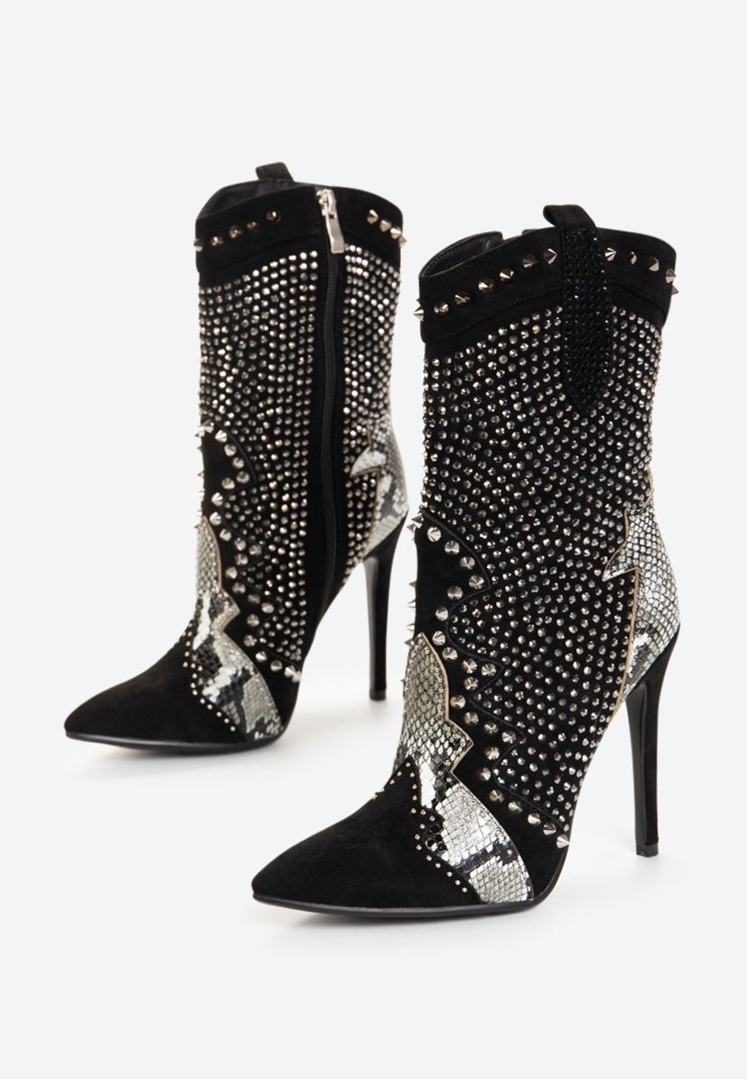 Černé kotníkové boty na vysokém podpatku Liberty