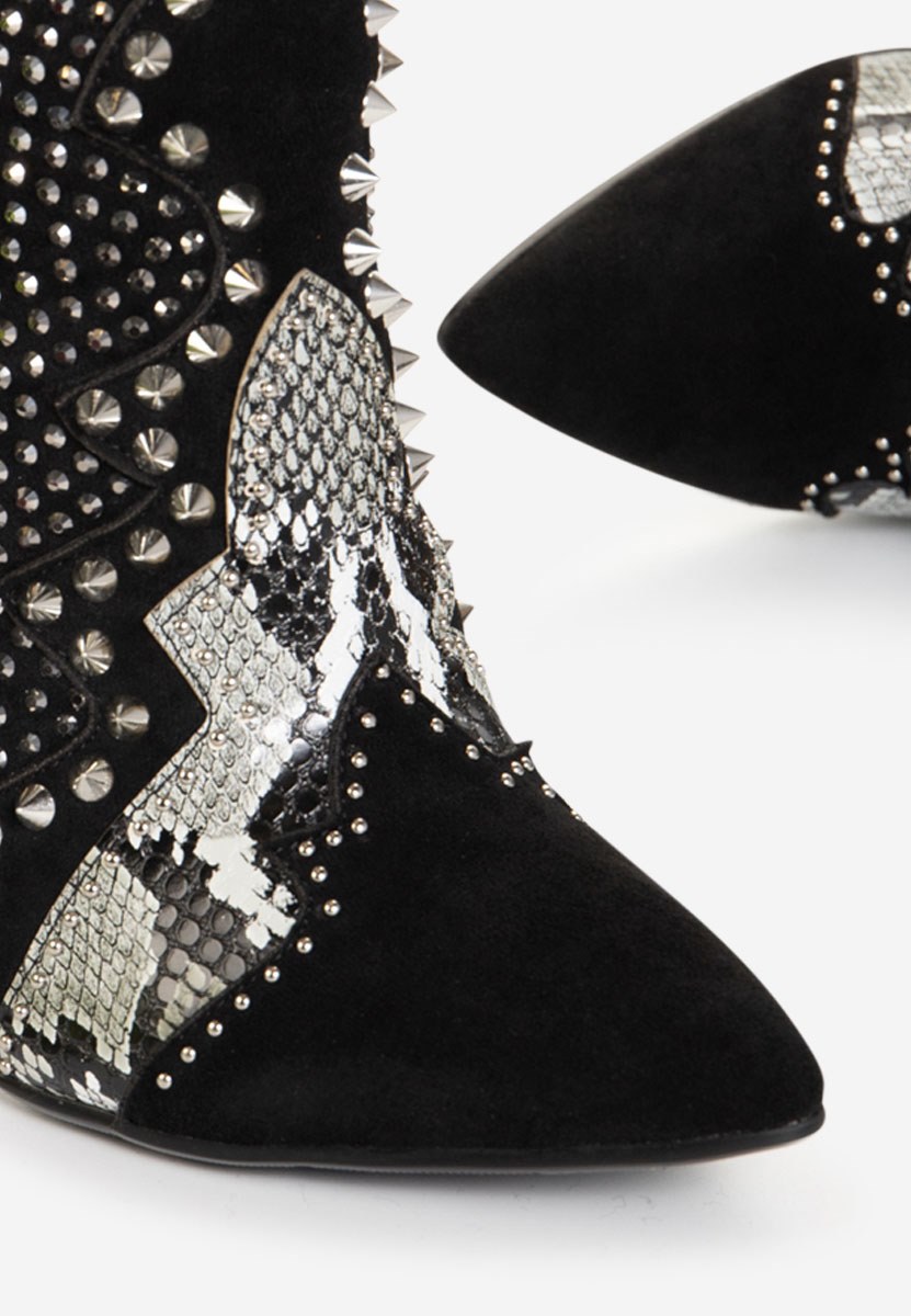 Černé kotníkové boty na vysokém podpatku Liberty