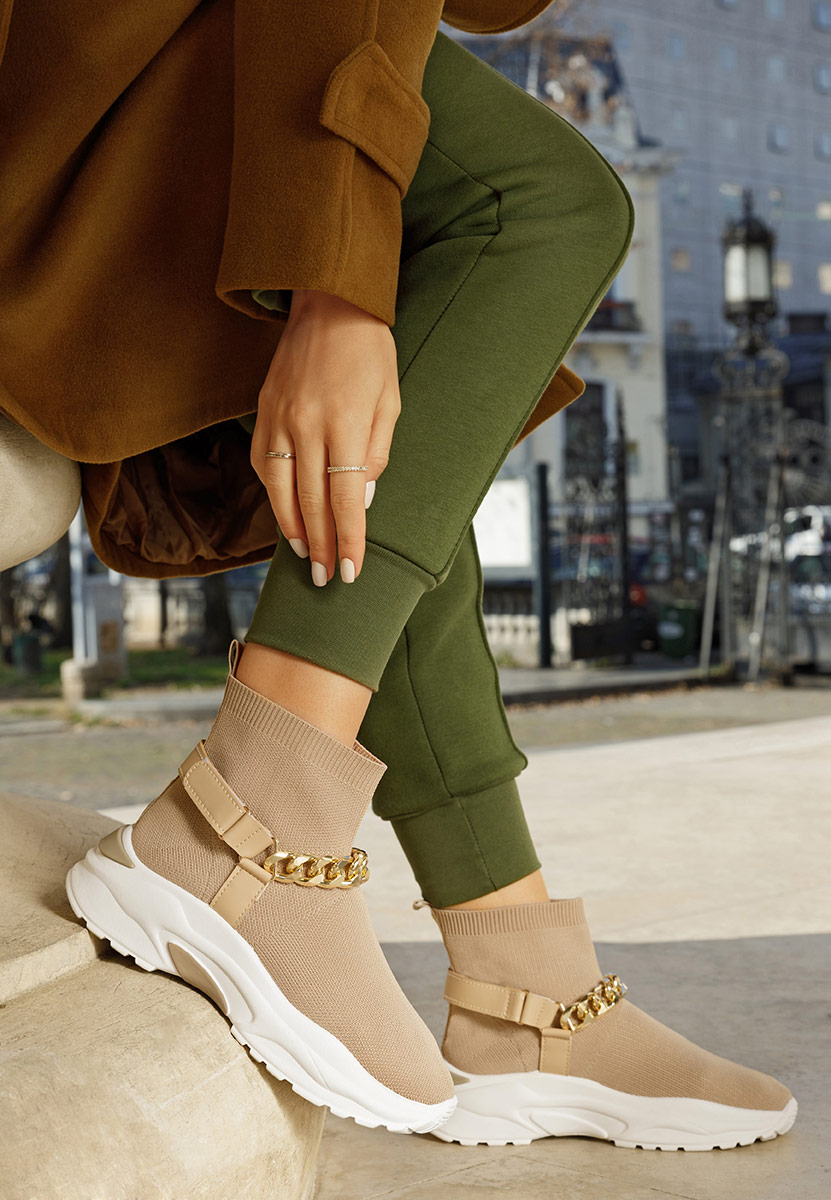 Khaki kotníkové tenisky Gisella