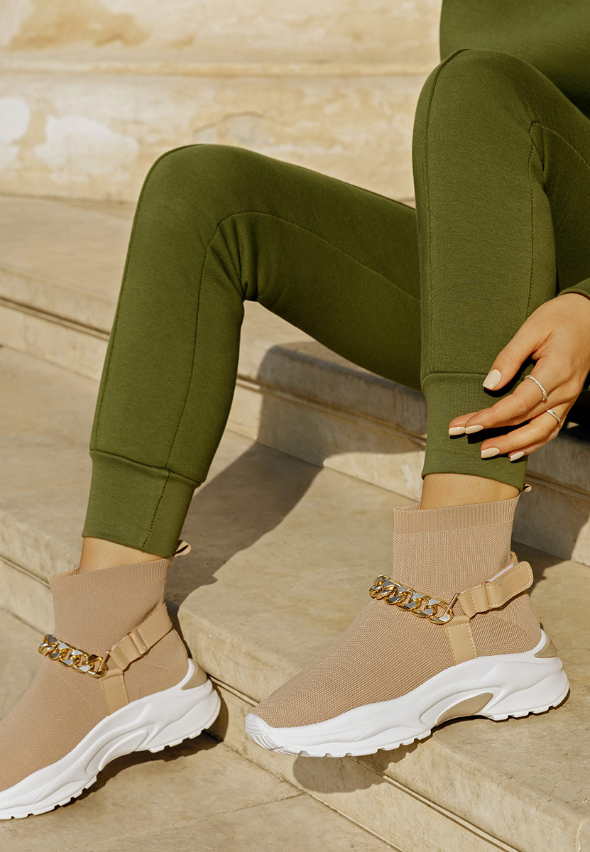 Khaki kotníkové tenisky Gisella