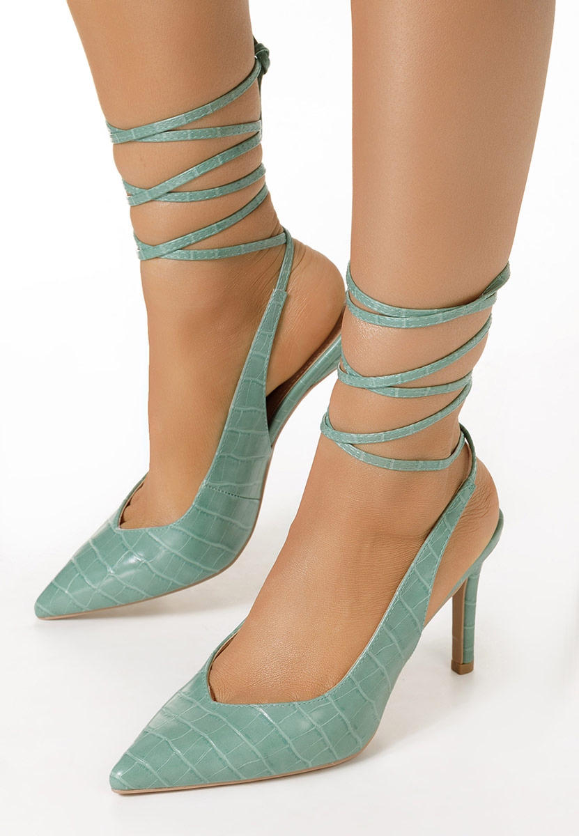 Zelené lodičky s otevřenou pätou Laila