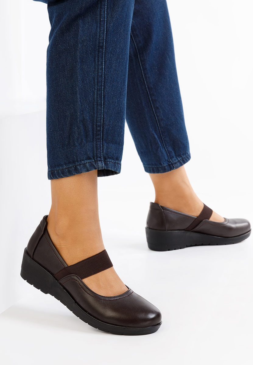 Hnedé baleriny na klínku Gracela