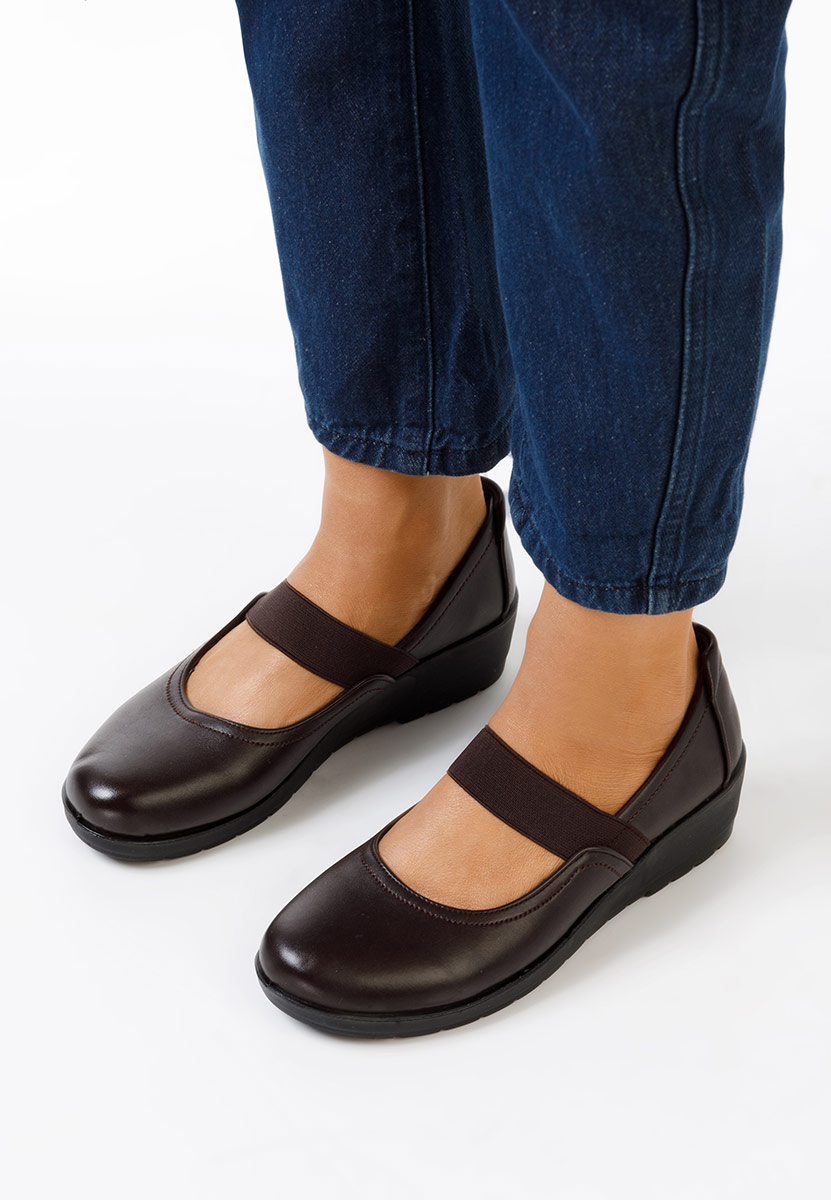 Hnedé baleriny na klínku Gracela