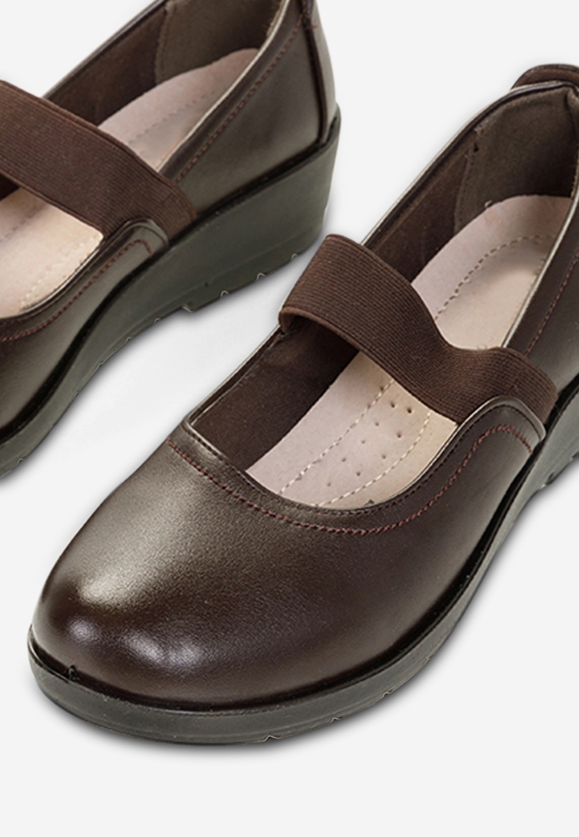 Hnedé baleriny na klínku Gracela