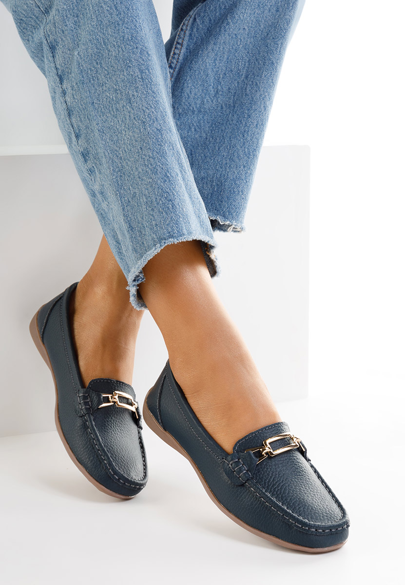 Tmavě modré dámské kožené mokasíny Celetina