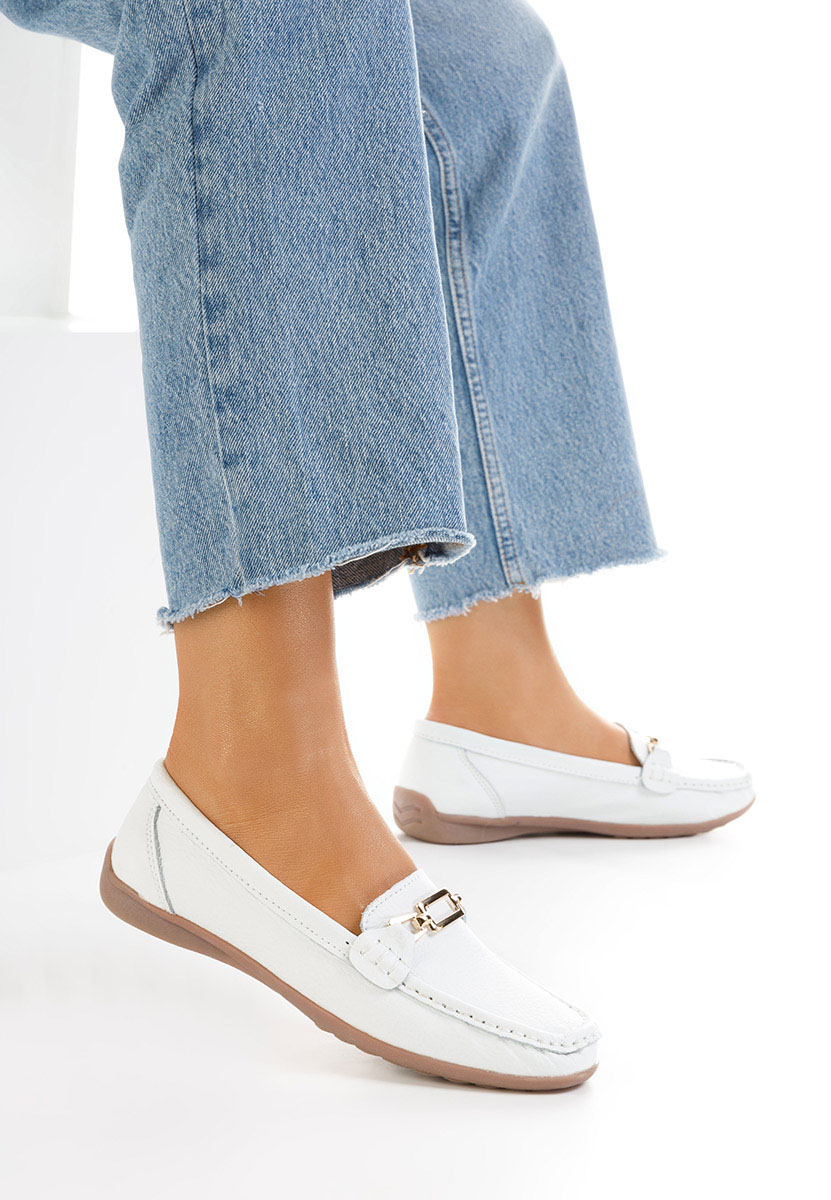 Bílé dámské kožené mokasíny Celetina