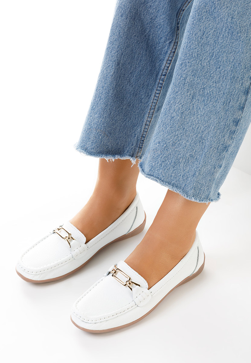 Bílé dámské kožené mokasíny Celetina
