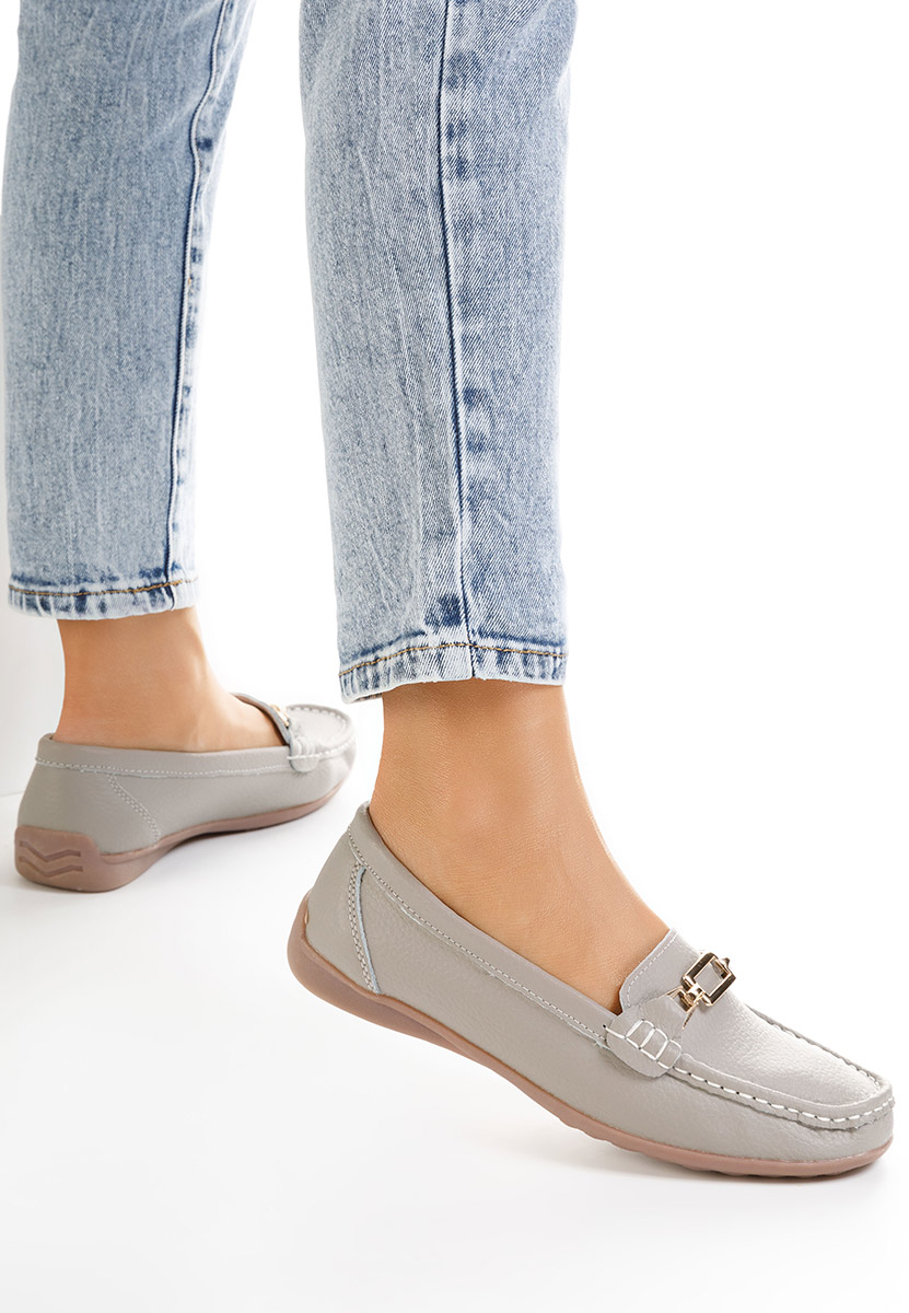 Šedé dámské kožené mokasíny Celetina