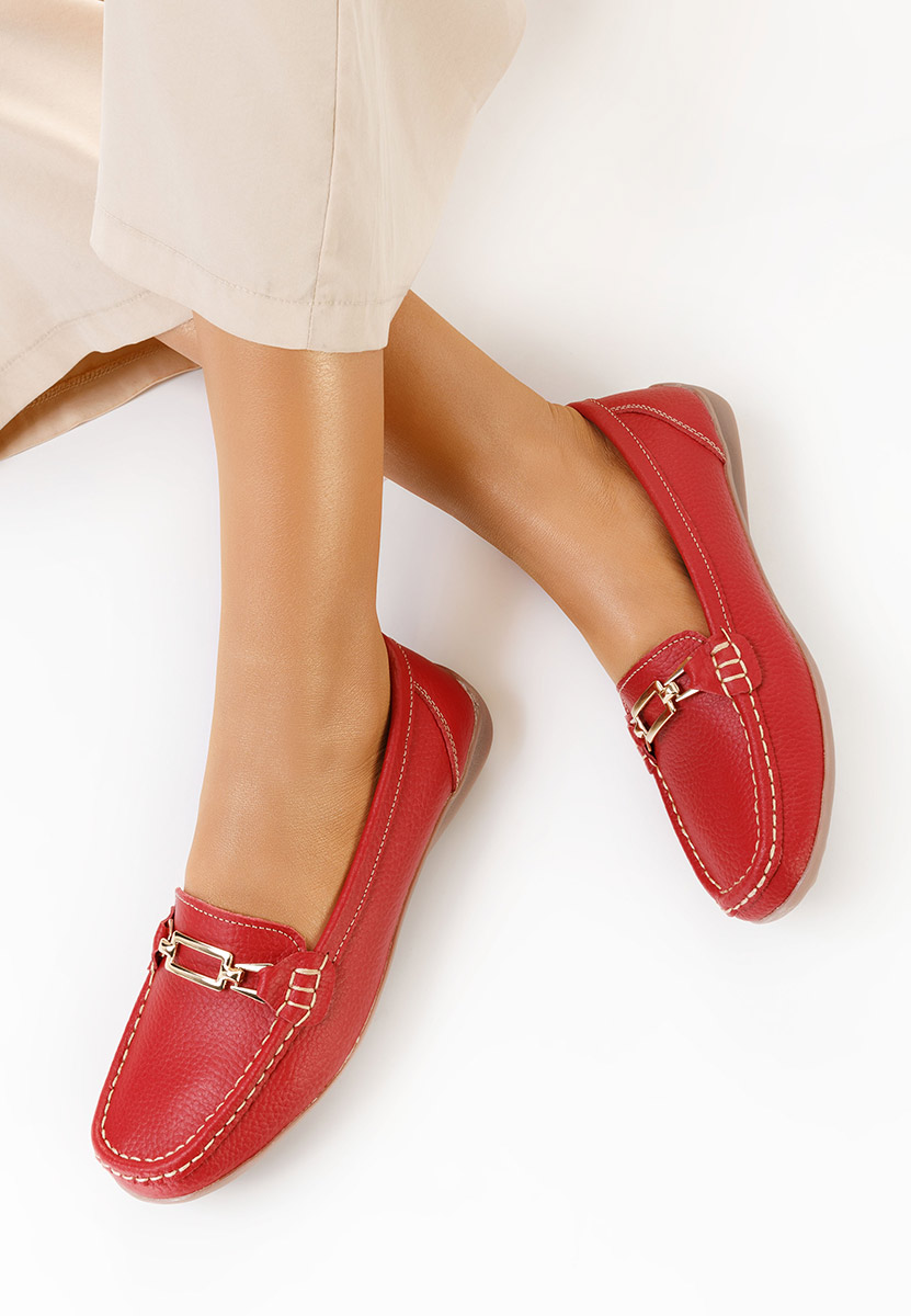 Červené dámské kožené mokasíny Celetina