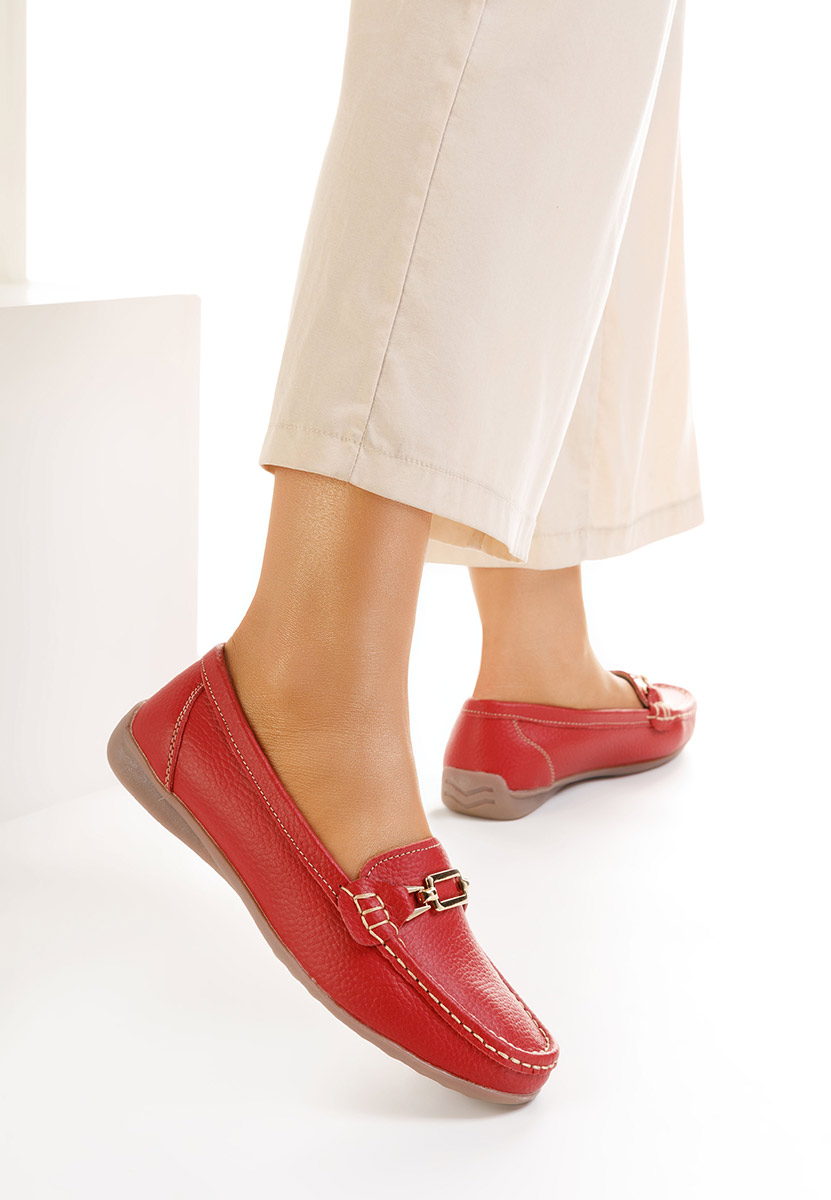 Červené dámské kožené mokasíny Celetina