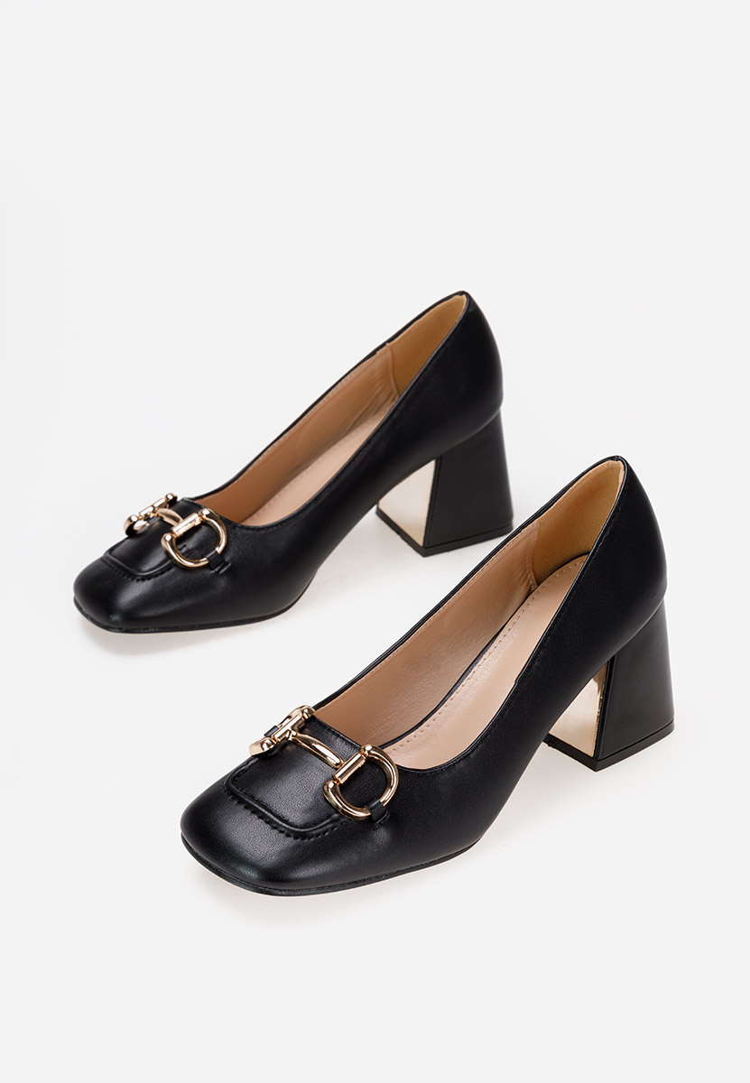 černé lodičky na hrubém podpatku Lexy