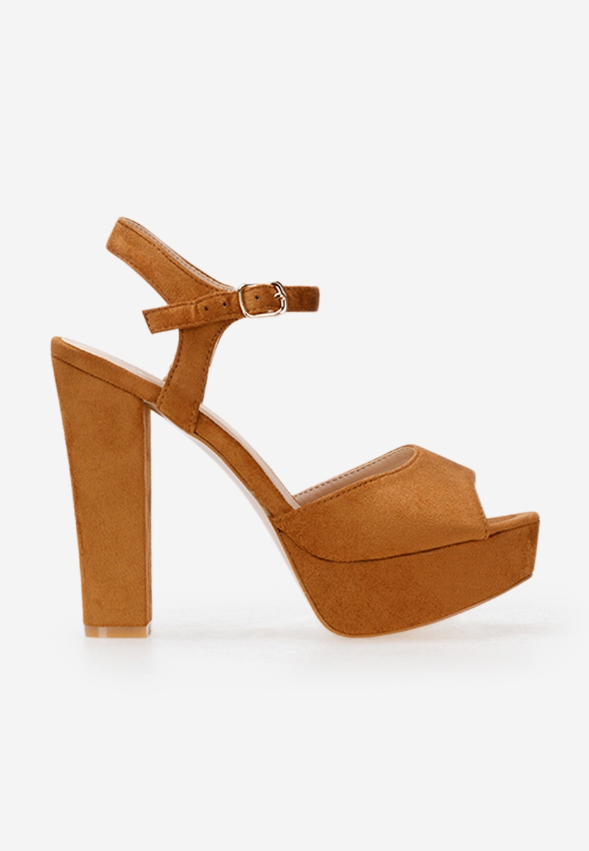 Camelové sandály na podpatku Anadia