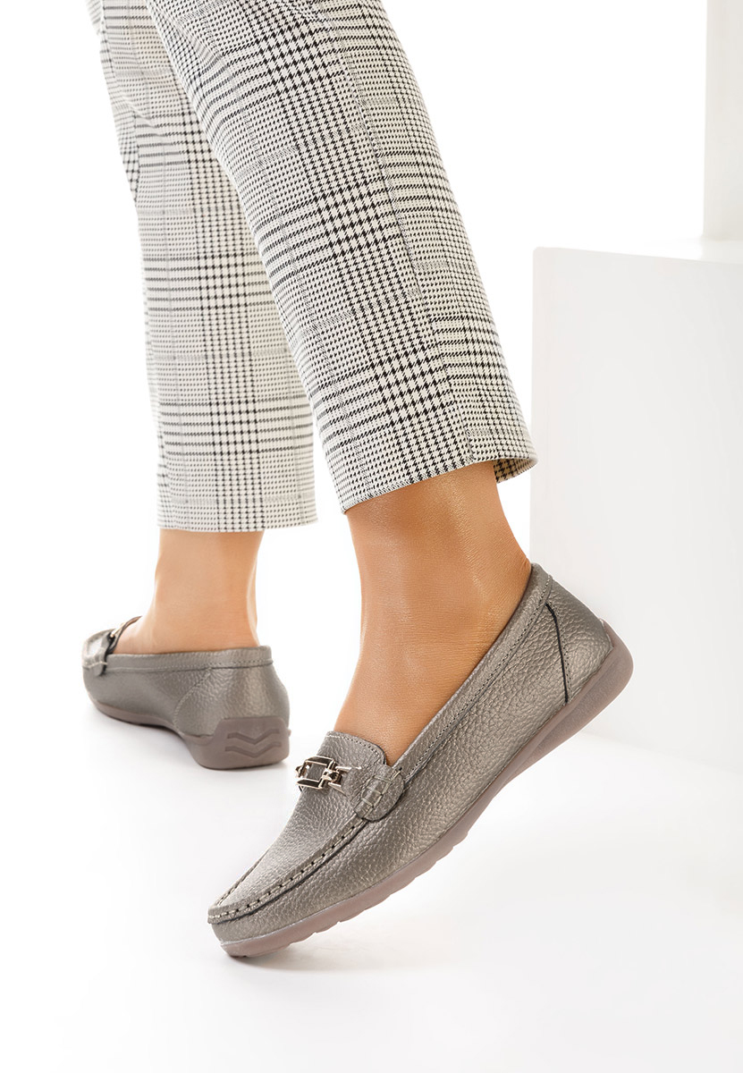 Zlaté dámské kožené mokasíny Celetina