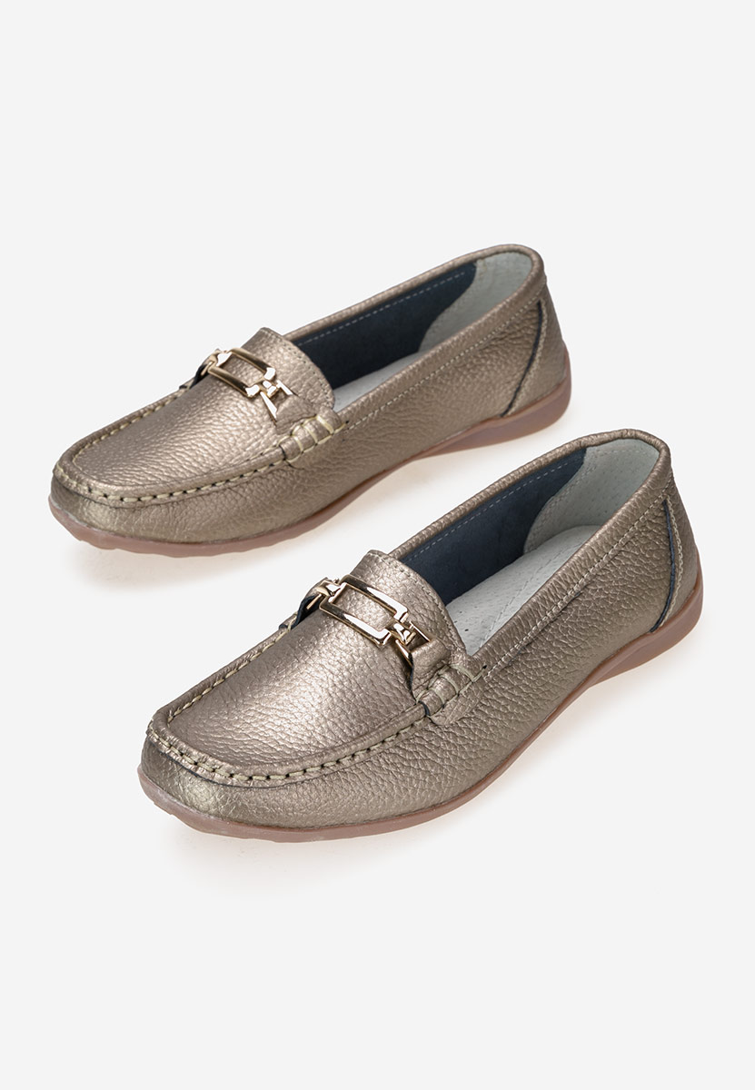 Zlaté dámské kožené mokasíny Celetina