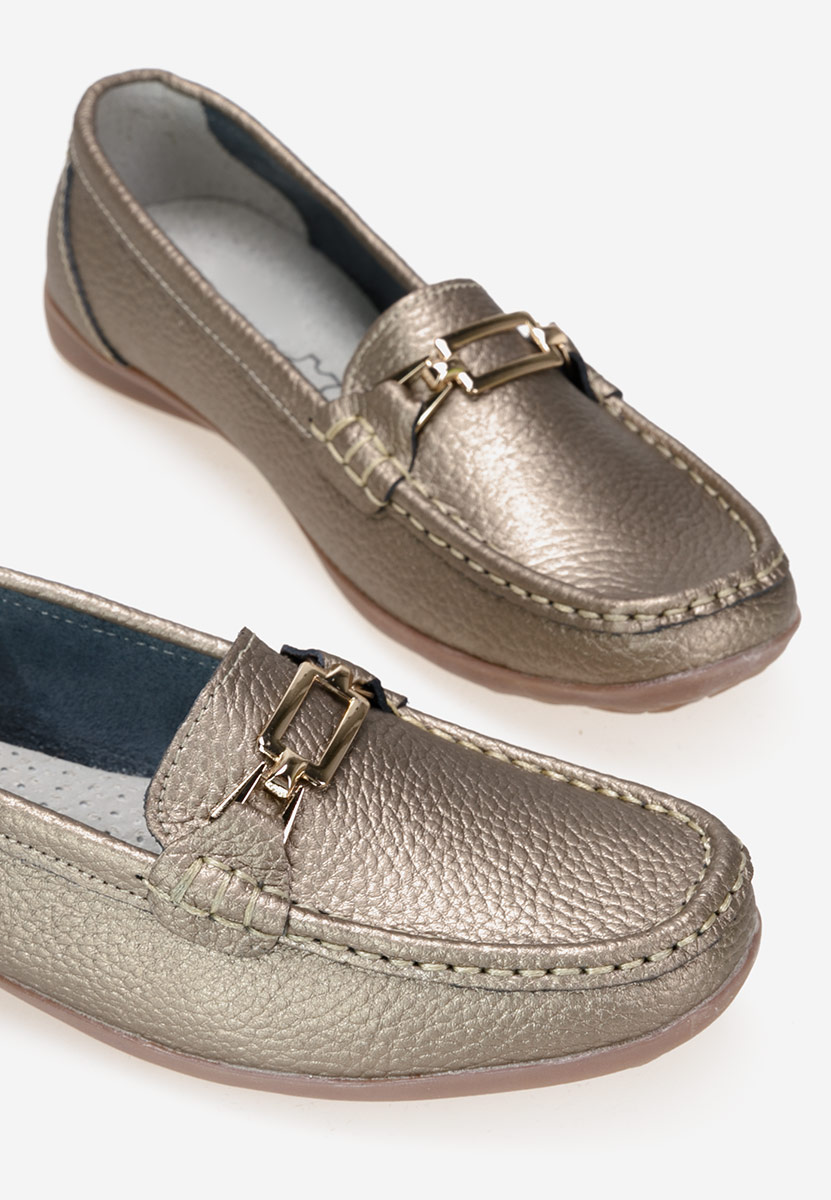 Zlaté dámské kožené mokasíny Celetina