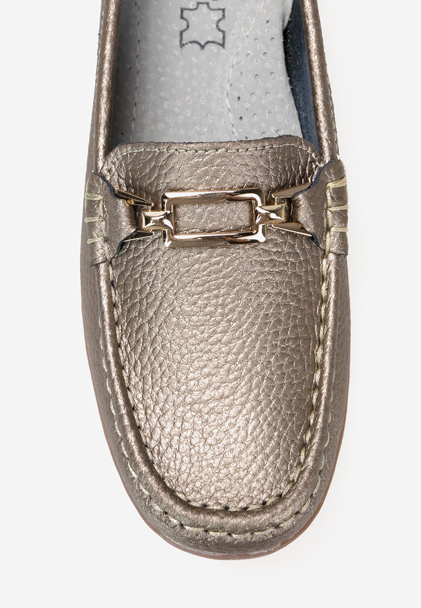 Zlaté dámské kožené mokasíny Celetina