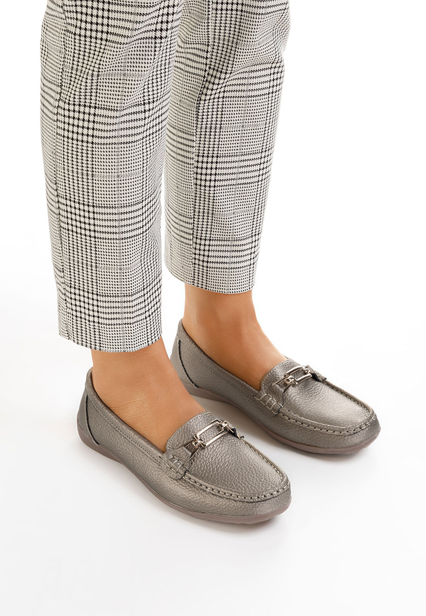 Zlaté dámské kožené mokasíny Celetina