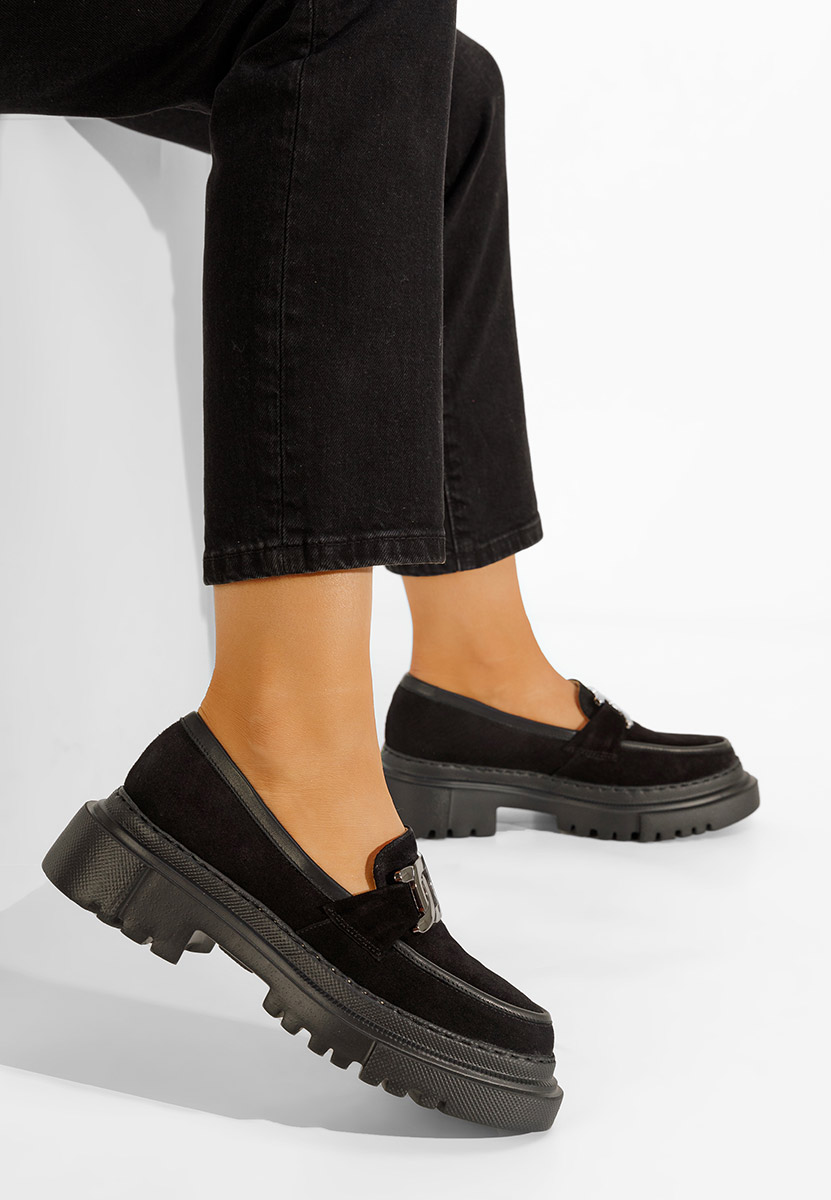 Černé mokasíny dámské kožené Haza