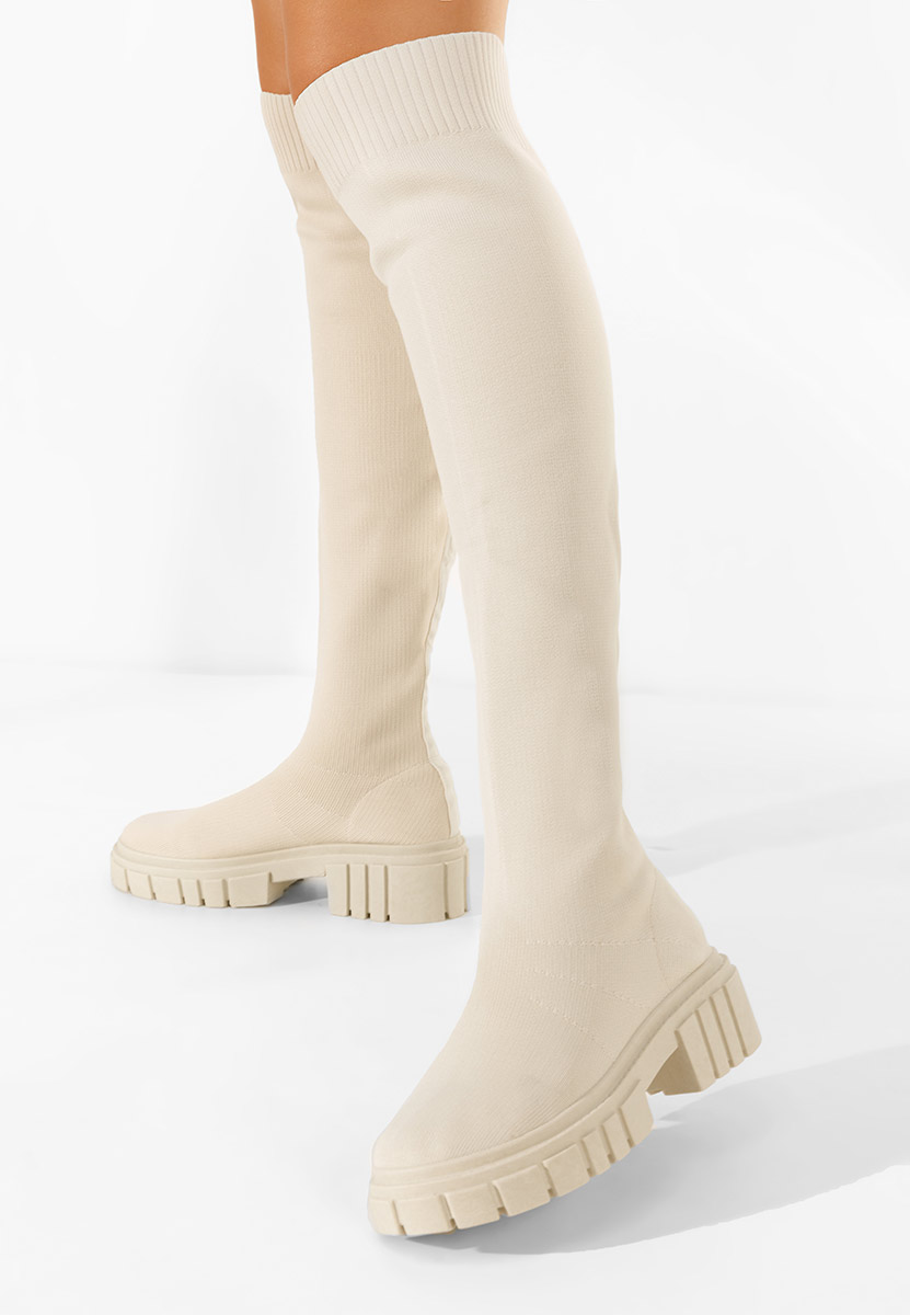 Béžové kozačky nad koleno Raena