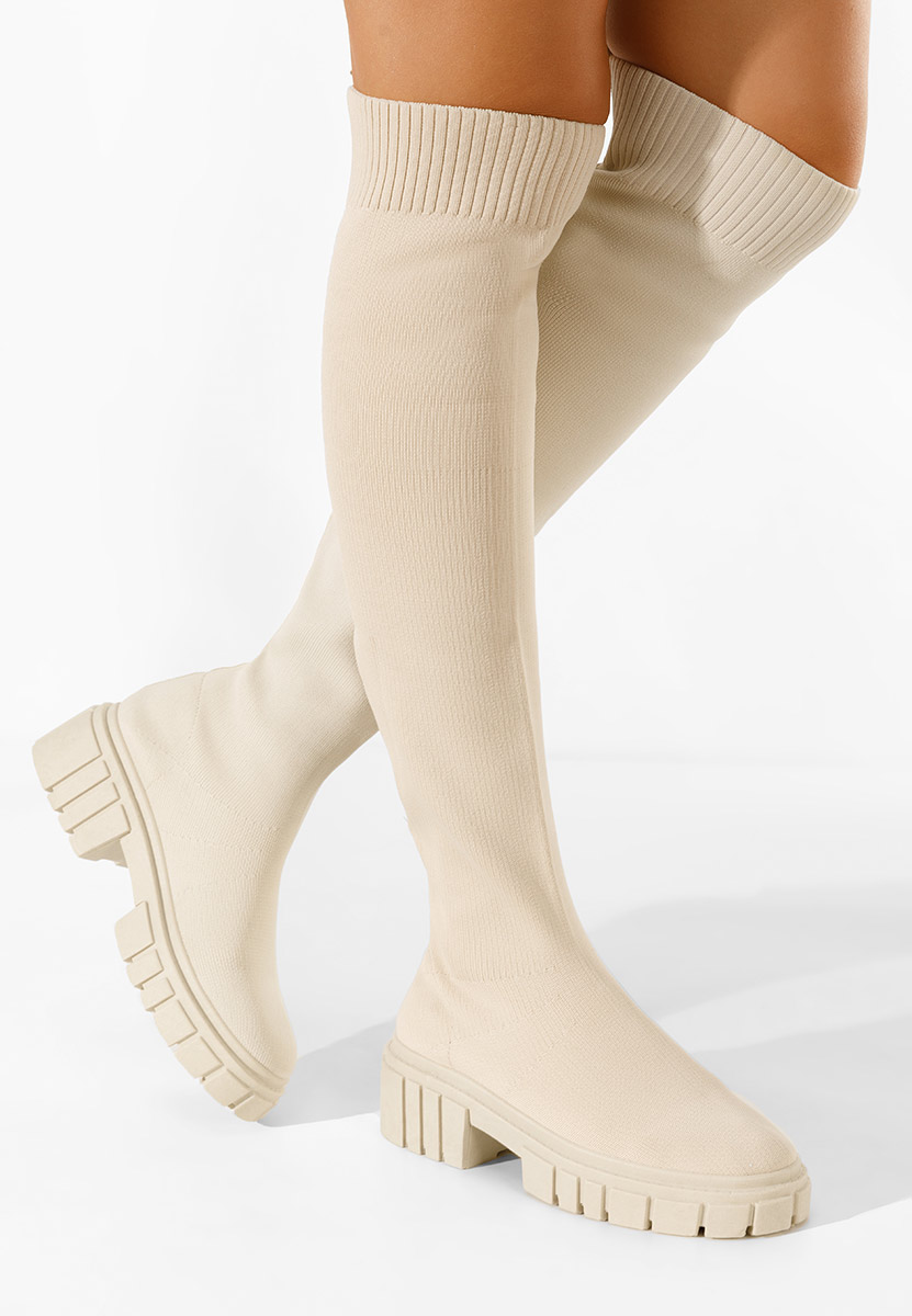 Béžové kozačky nad koleno Raena