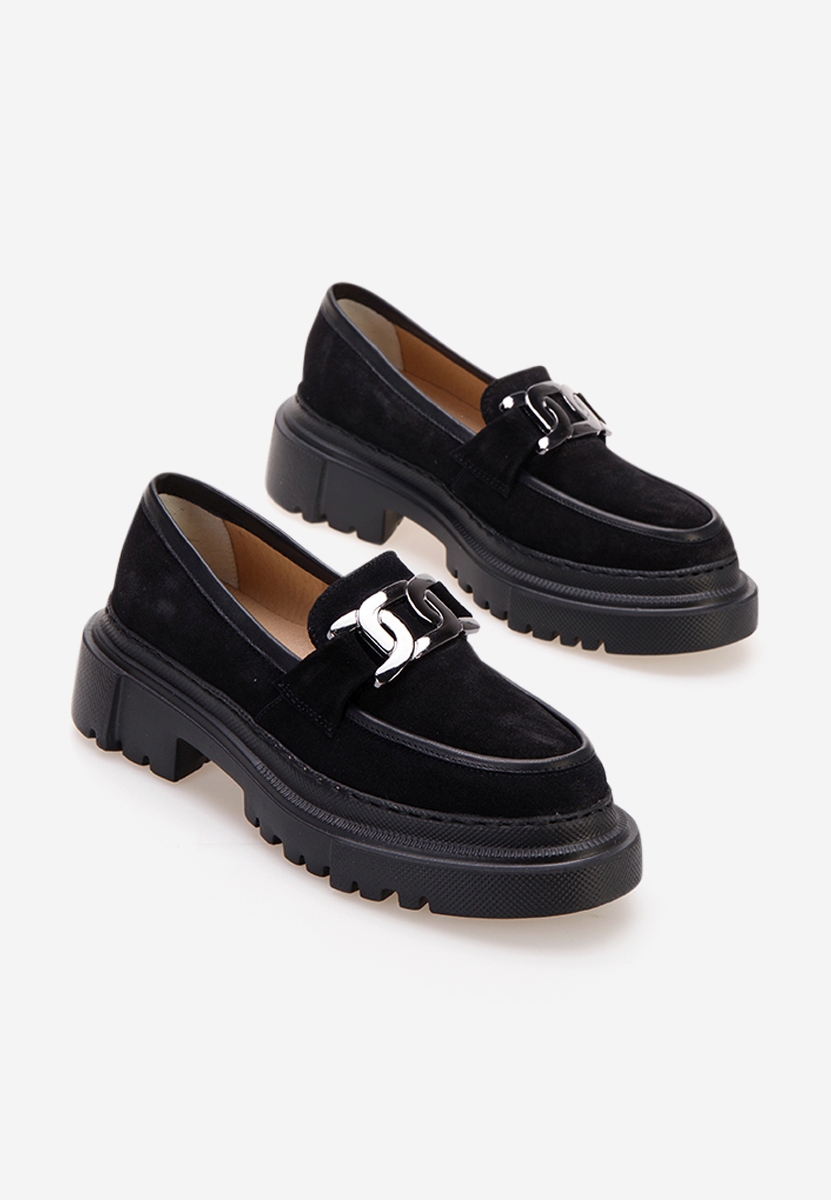 Černé mokasíny dámské kožené Haza