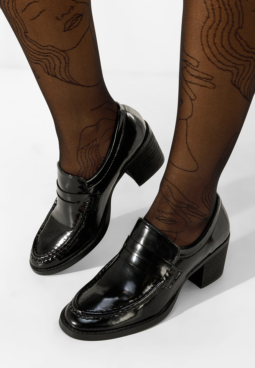 Černé mokasíny na podpatku Tandil