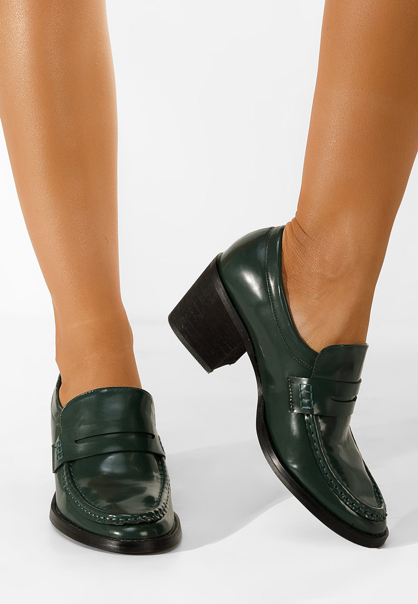 Zelené mokasíny na podpatku Tandil