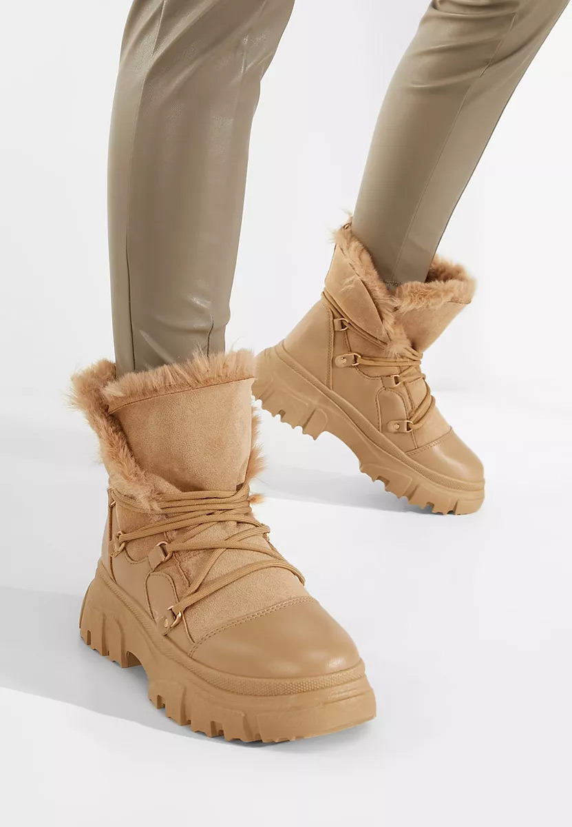 Khaki dámské zimní boty kotníkové Fralesia