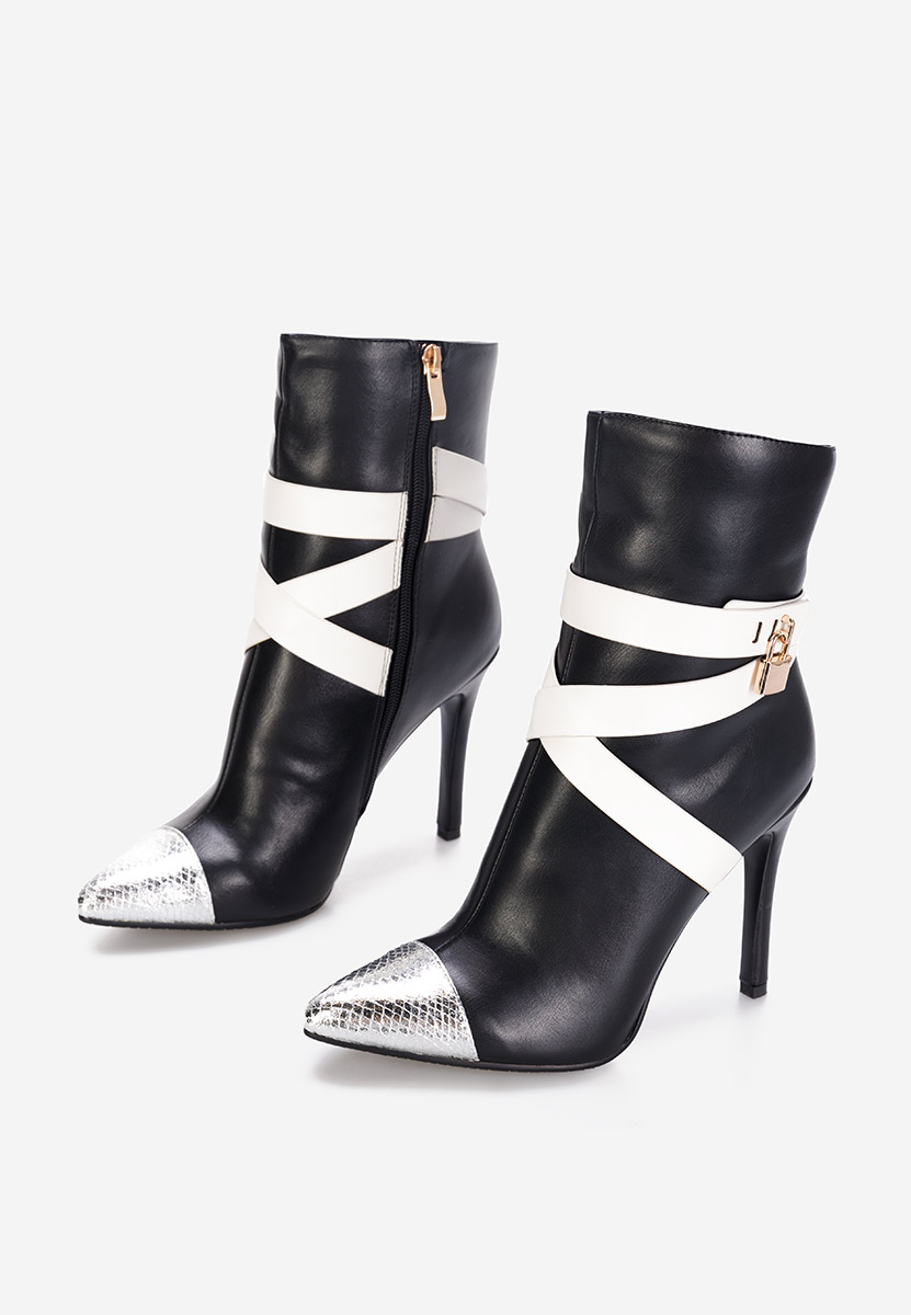 Černé kotníkové boty na vysokém podpatku Linesa