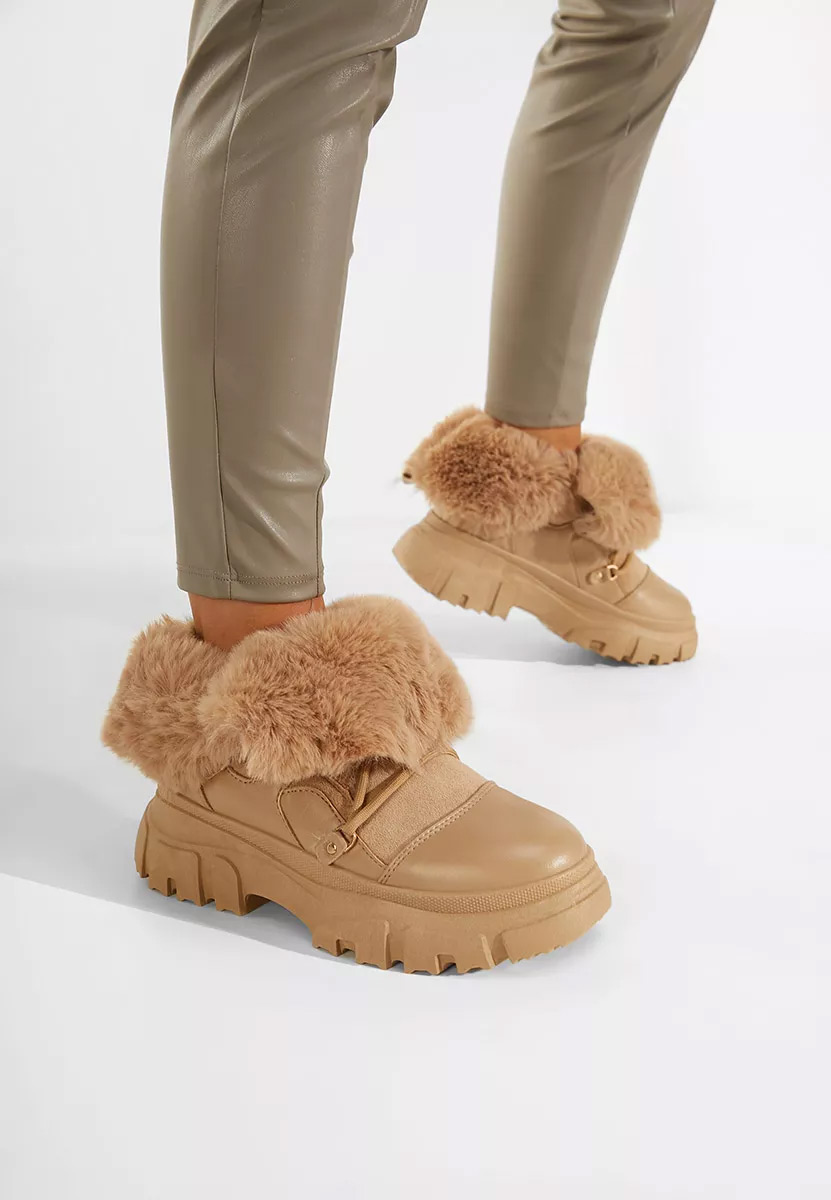 Khaki dámské zimní boty kotníkové Fralesia