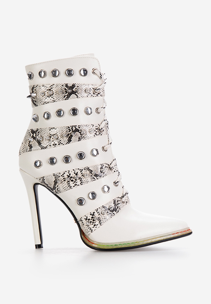 Bílé kotníkové boty na podpatku Juneila