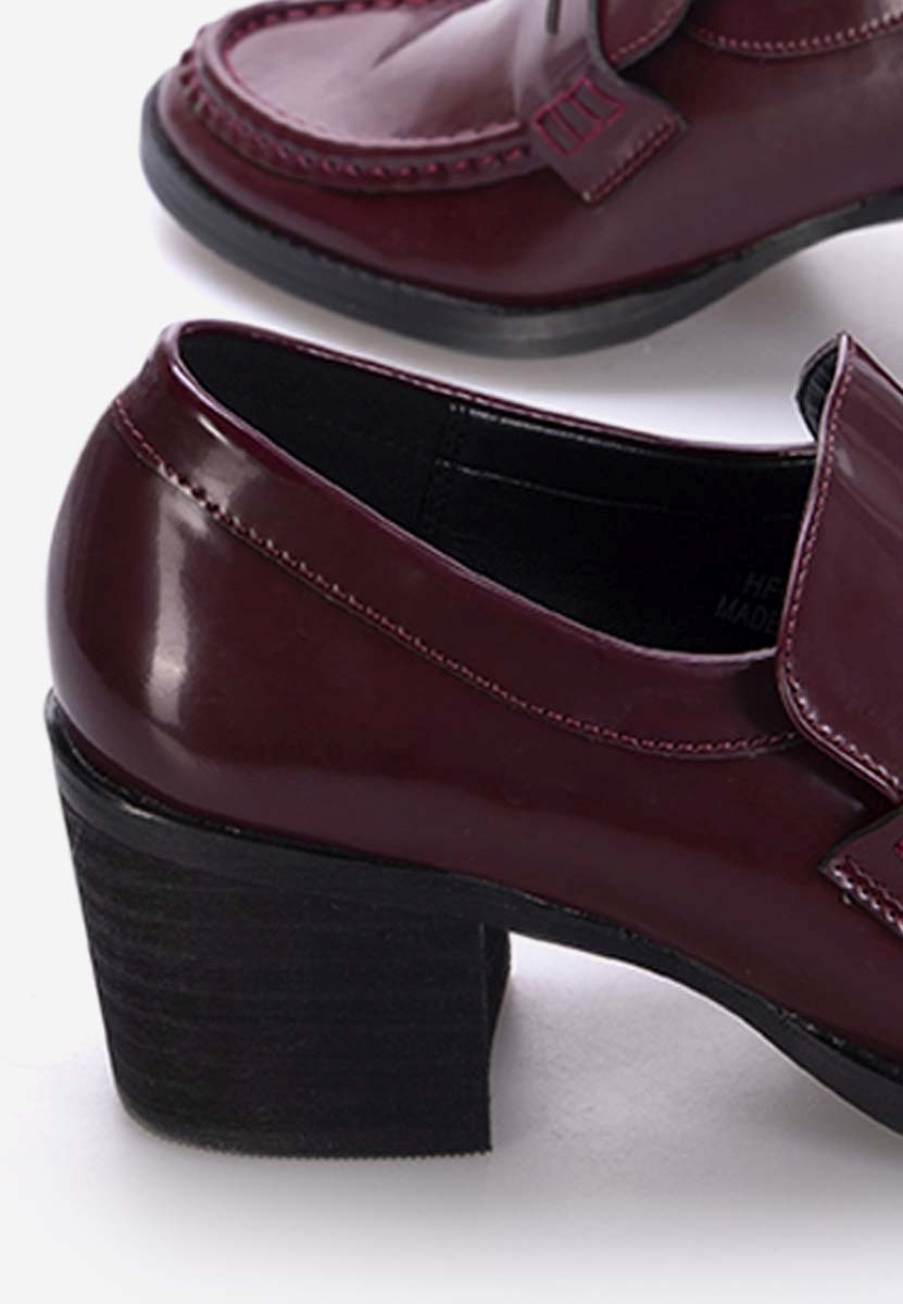 Bordové mokasíny na podpatku Tandil