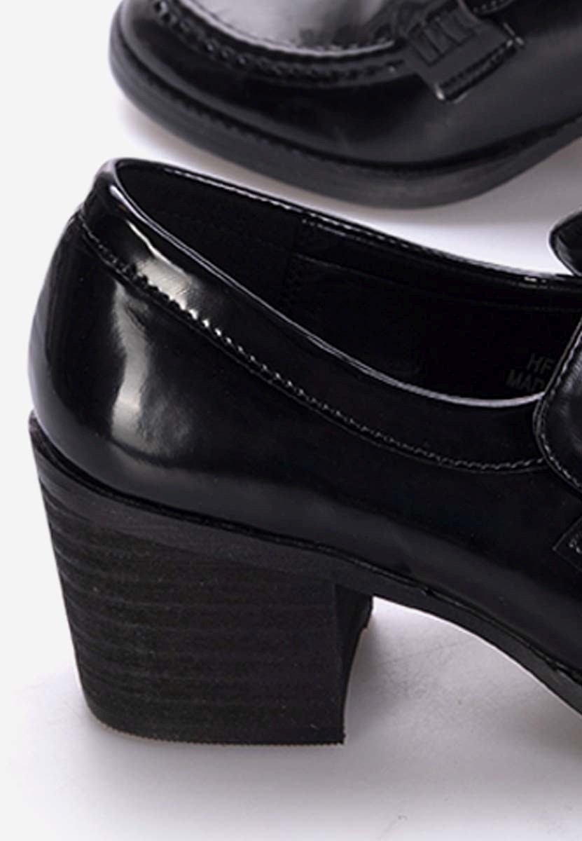 Černé mokasíny na podpatku Tandil