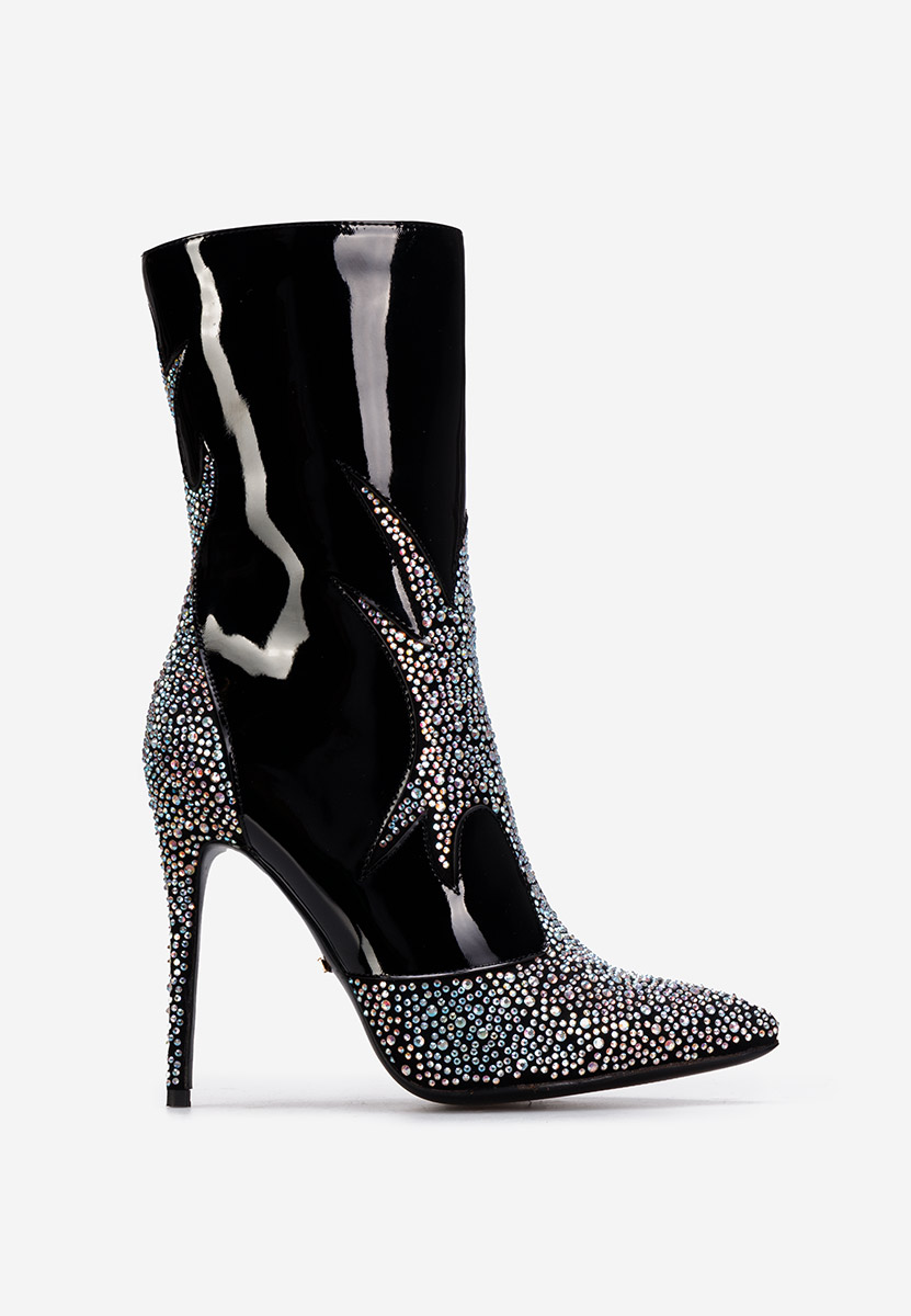 Černé kotníkové boty na vysokém podpatku Jaresa