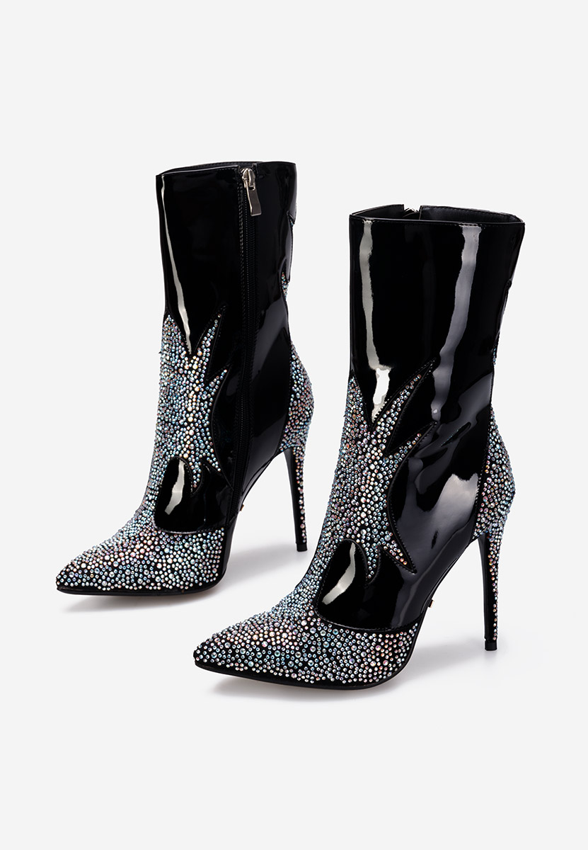 Černé kotníkové boty na vysokém podpatku Jaresa