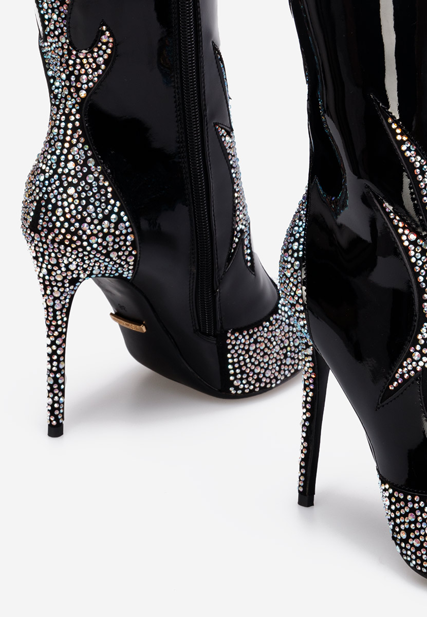 Černé kotníkové boty na vysokém podpatku Jaresa