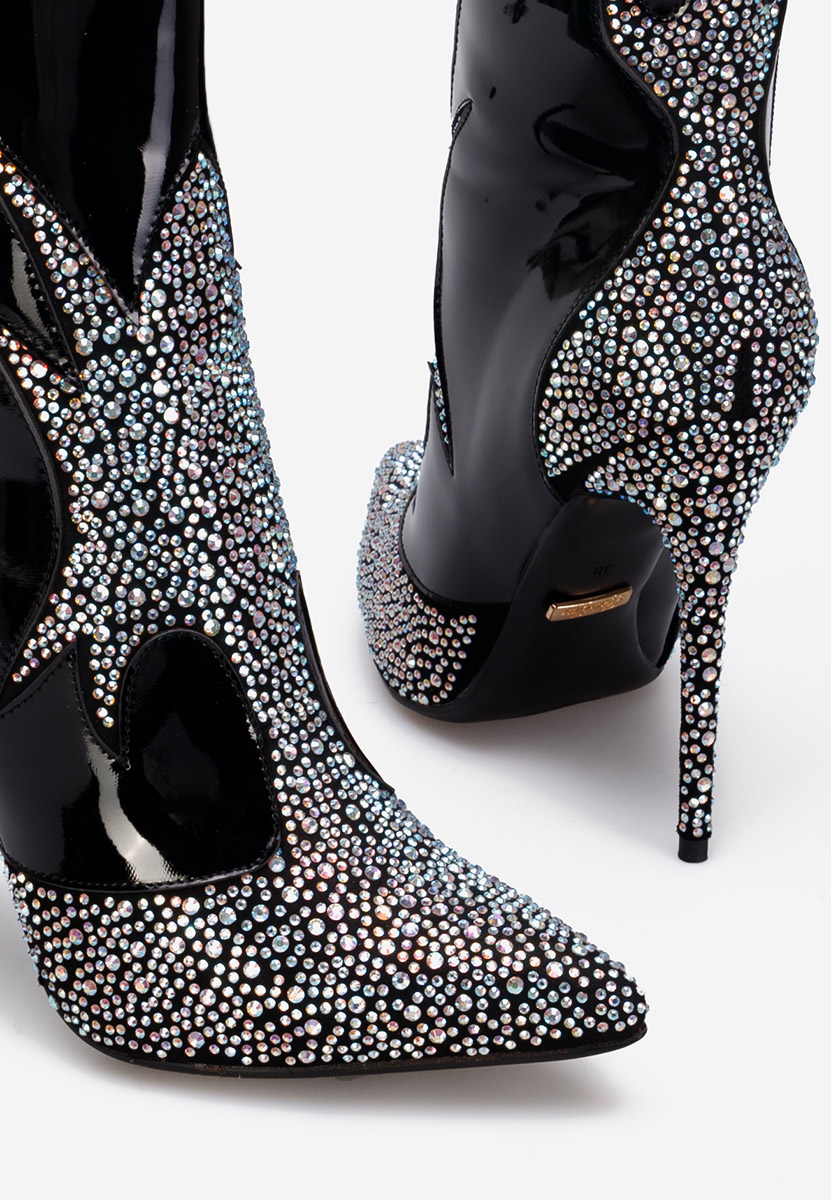 Černé kotníkové boty na vysokém podpatku Jaresa