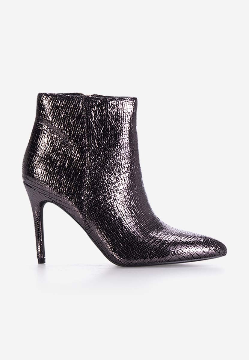 šedé kotníkové boty na vysokém podpatku Zarate