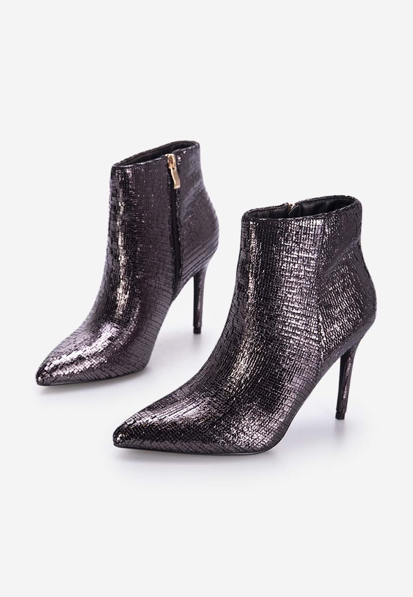 šedé kotníkové boty na vysokém podpatku Zarate
