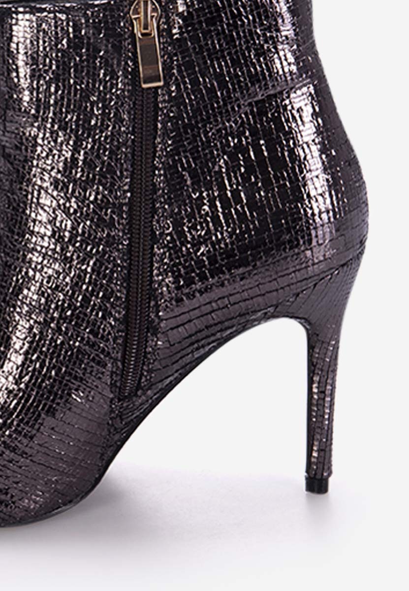 šedé kotníkové boty na vysokém podpatku Zarate