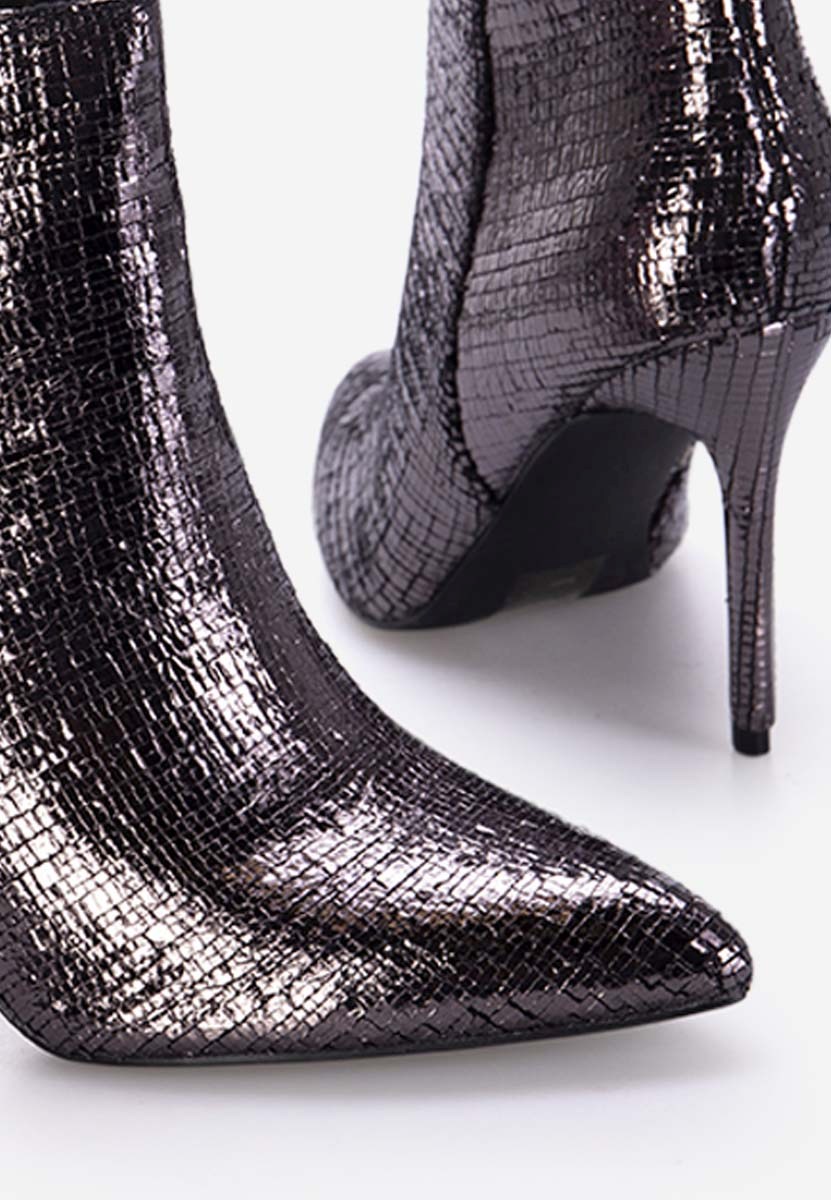 šedé kotníkové boty na vysokém podpatku Zarate