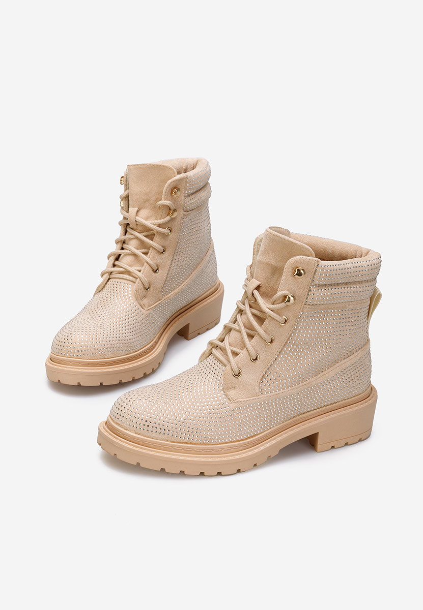 Béžové šněrovací kotníkové boty Preta