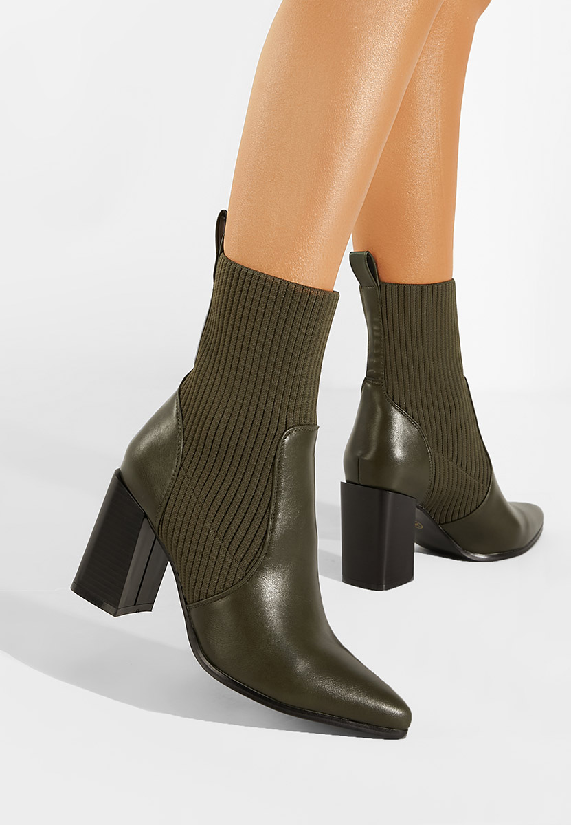 Zelené kotníkové boty na podpatku Vinuele