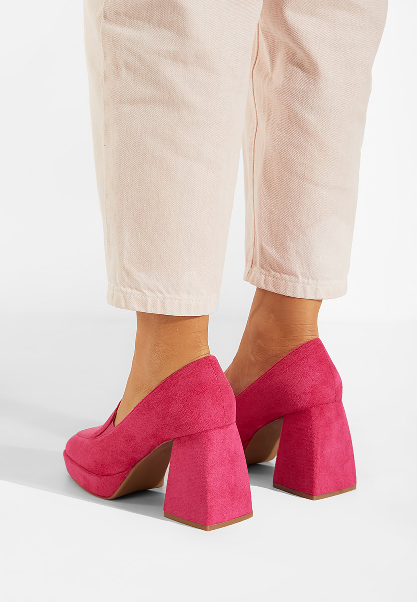 Ružové lodičky na hrubém podpatku Hoya